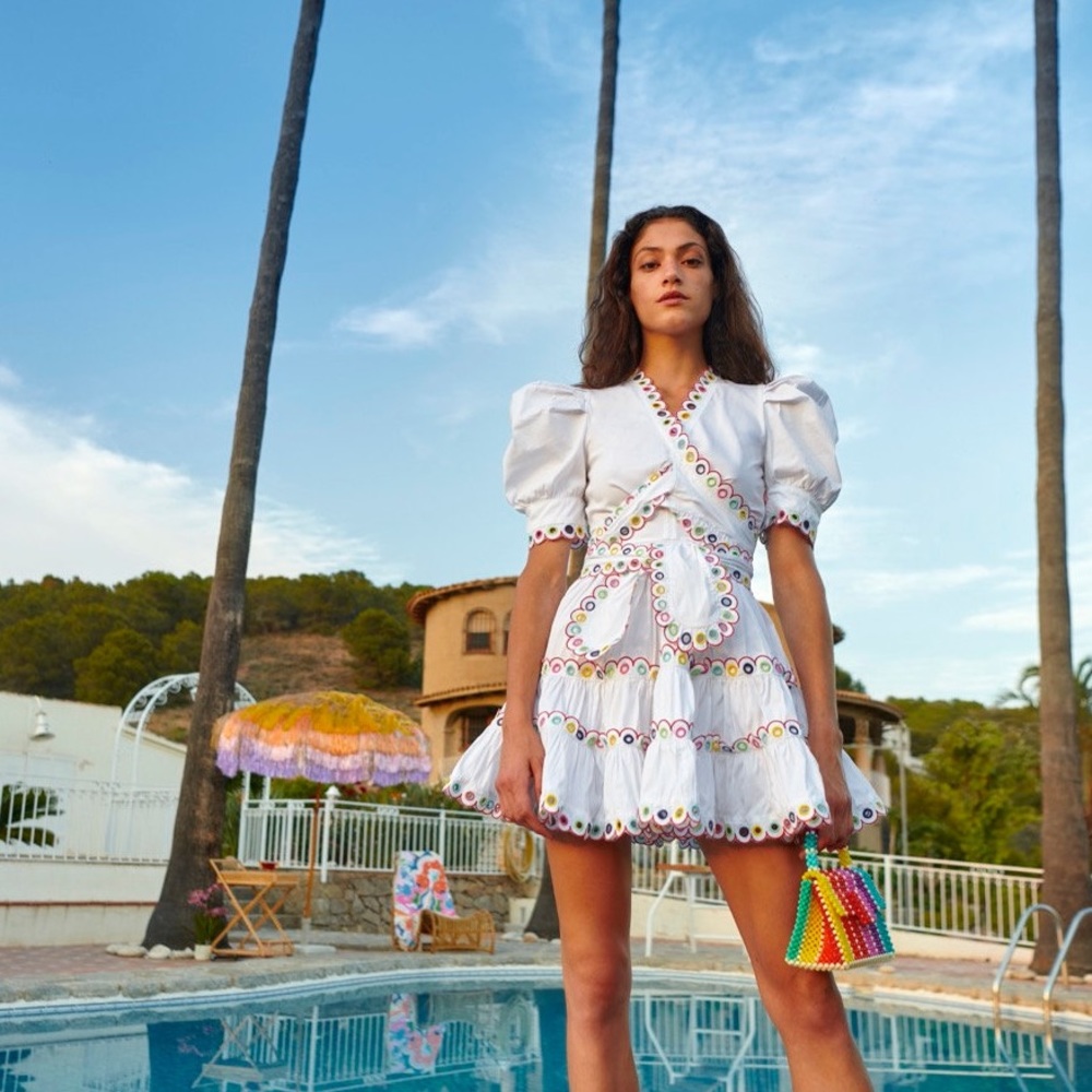 NWT Celia B Nadir white ruffle mini dress
